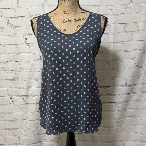 LOFT Tops - LOFT Printed Dot polyester front & solid rayon back Sleeveless Tank Top